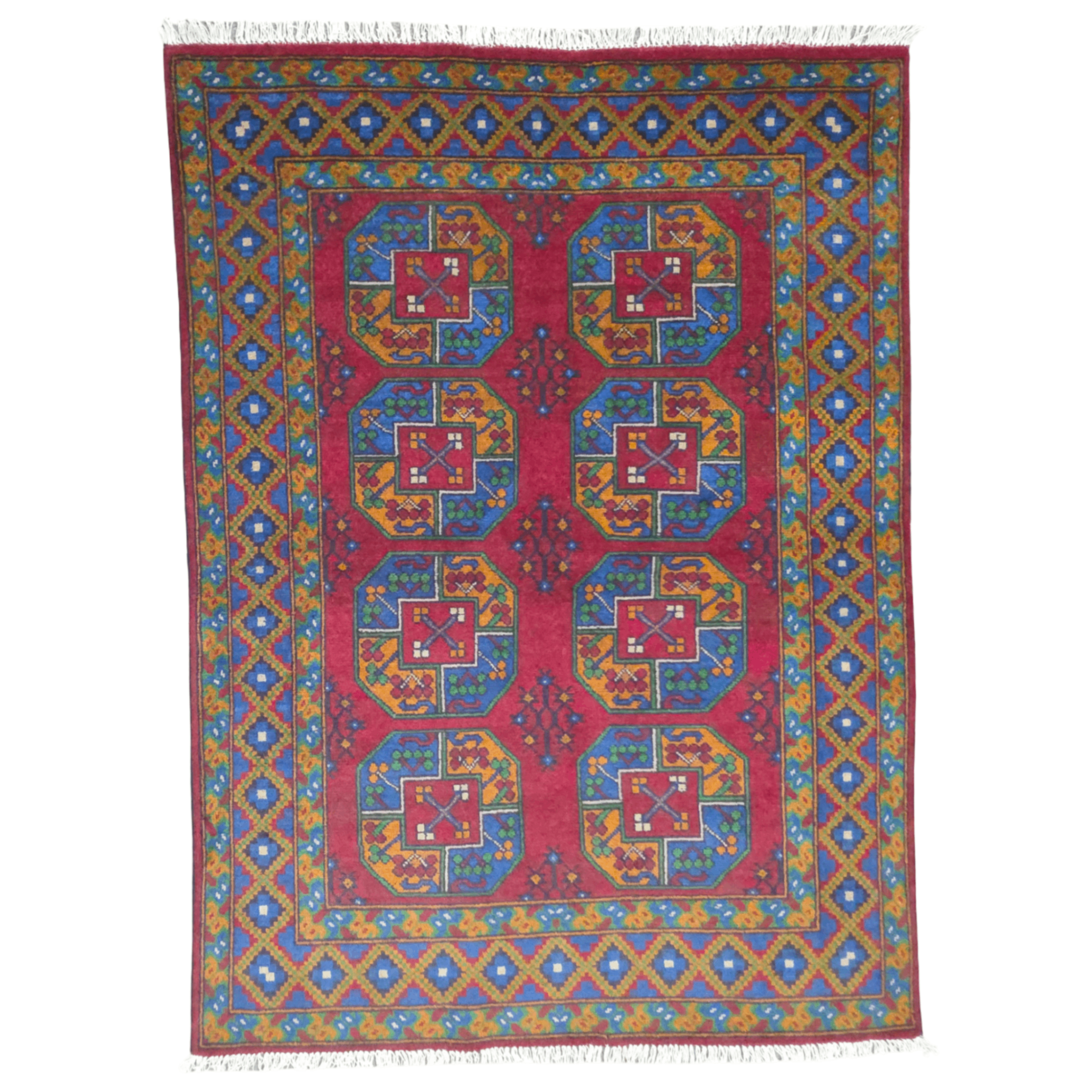 200 x 145 cm Hand-Woven Afghan Akche Rug