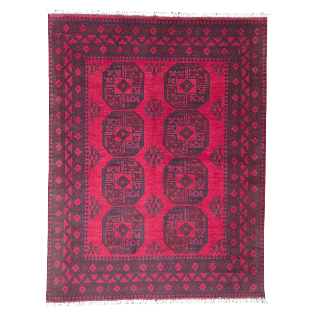 200 x 150 cm Hand-Woven Red Afghan Akche Wool Rug