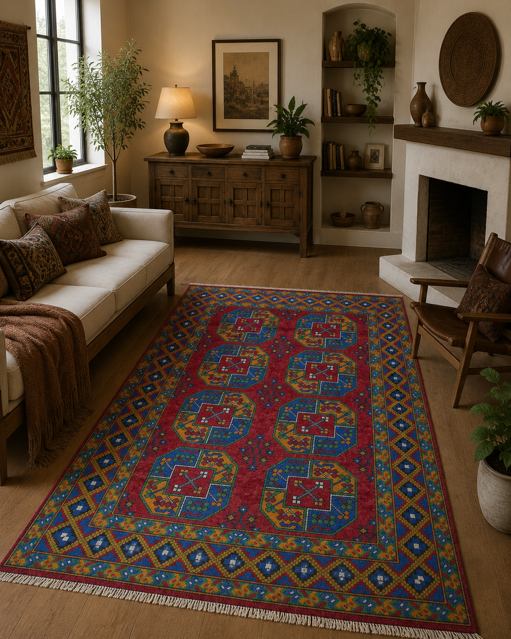 200 x 145 cm Hand-Woven Afghan Akche Rug