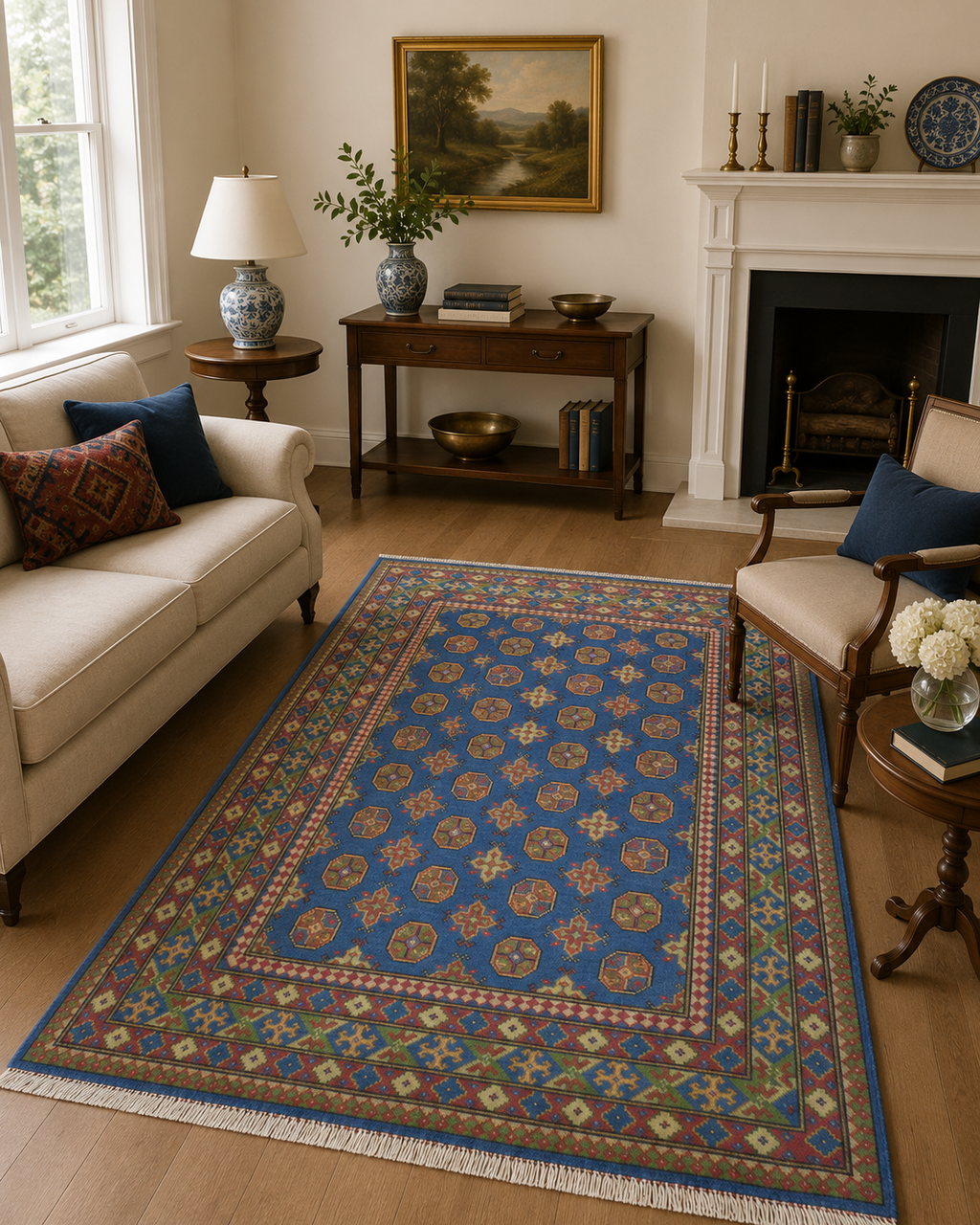 200 x 147 cm Hand-Woven Afghan Akche Rug