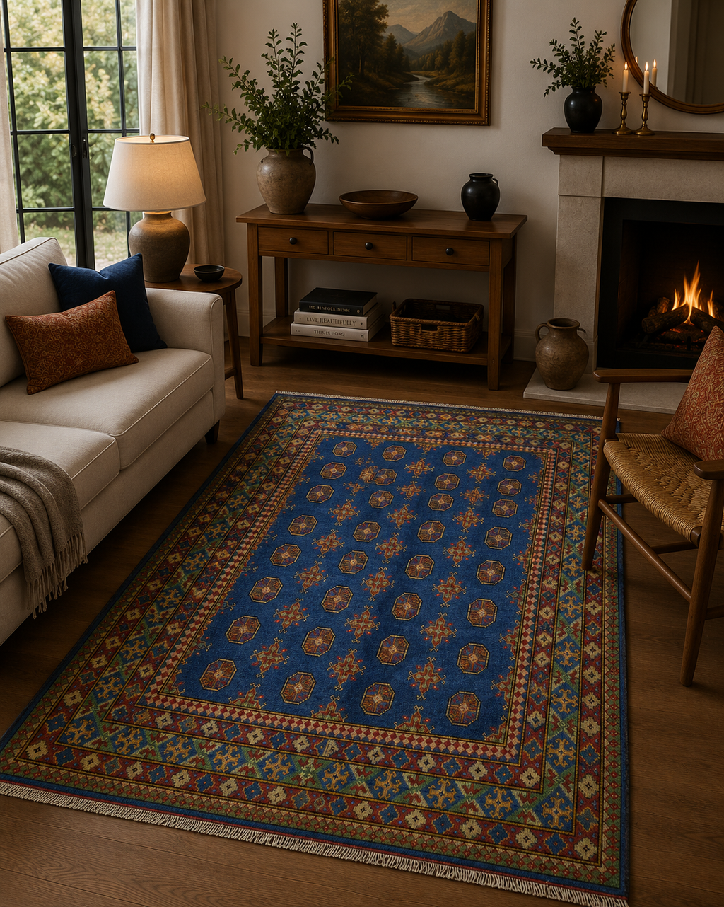 200 x 147 cm Hand-Woven Color Afghan Akche Wool Rug