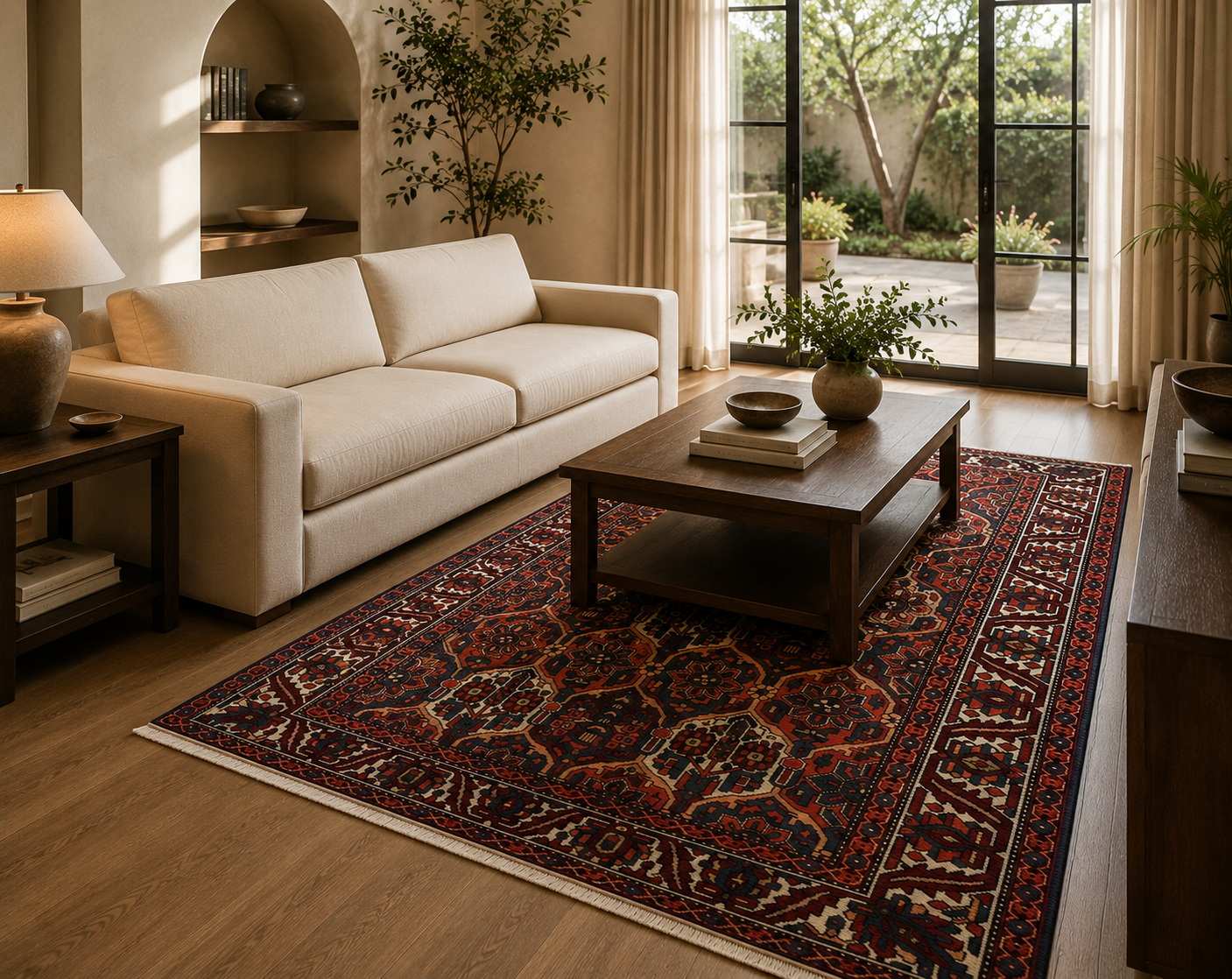 200 x 153 cm Hand-Knotted Antique Persian Bakhtiari Rug