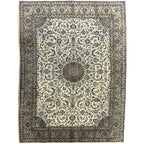 345 x 255 cm Hand Knotted Ivory Persian Fine Mashad Wool Rug