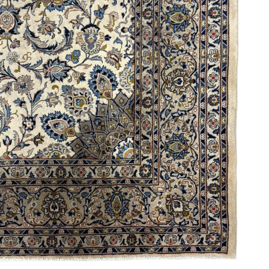345 x 255 cm Hand Knotted Ivory Persian Fine Mashad Wool Rug