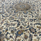 345 x 255 cm Hand Knotted Ivory Persian Fine Mashad Wool Rug