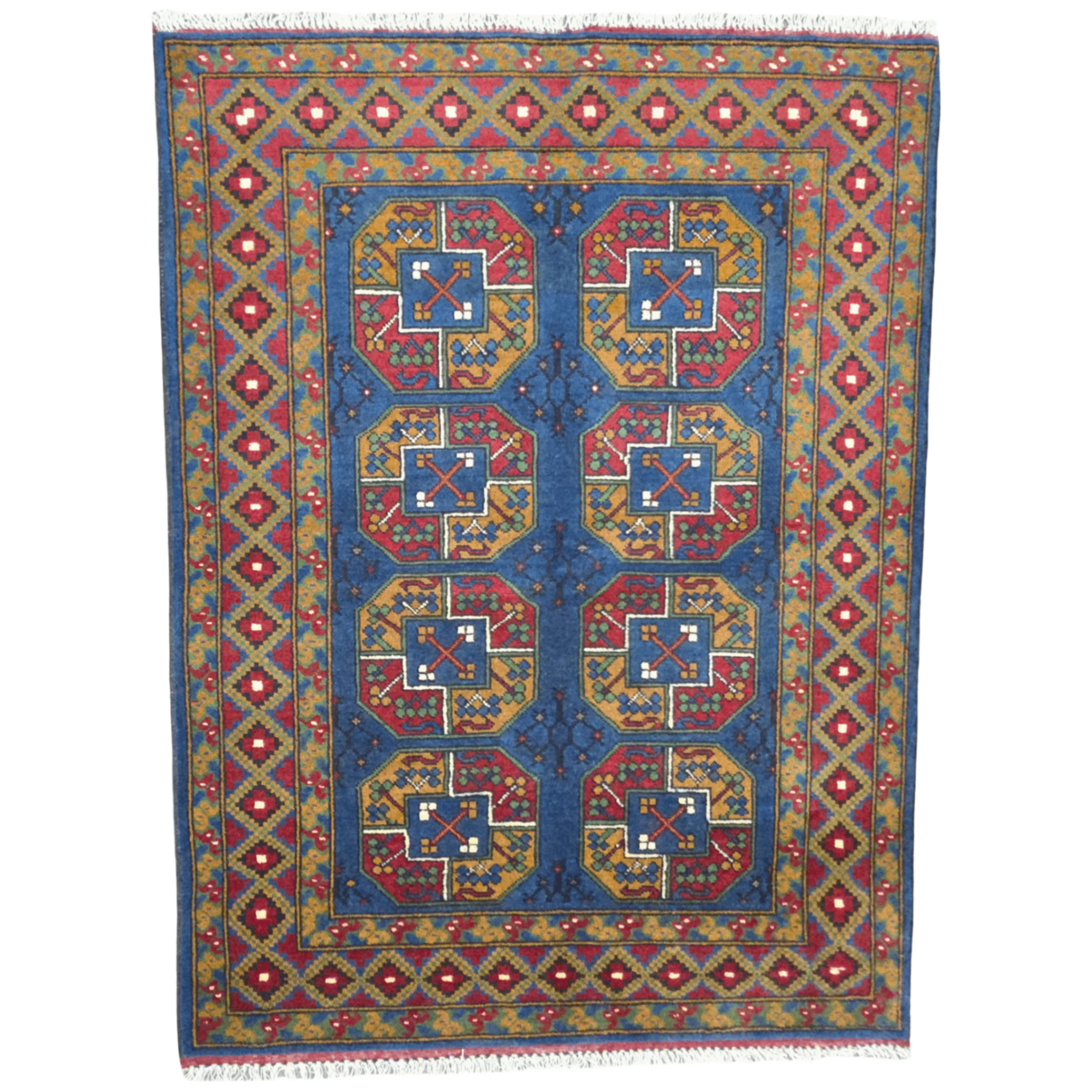 201 x 152 cm Hand-Woven Color Afghan Akche Wool Rug