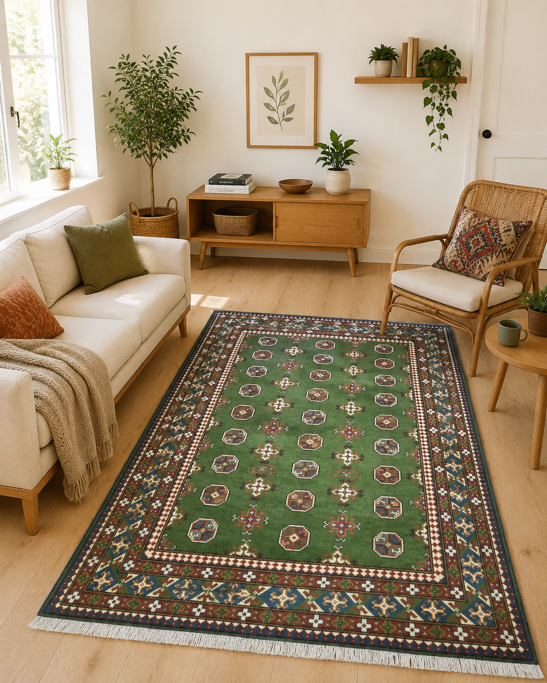 201 x 146 cm Hand-Woven Afghan Akche Rug