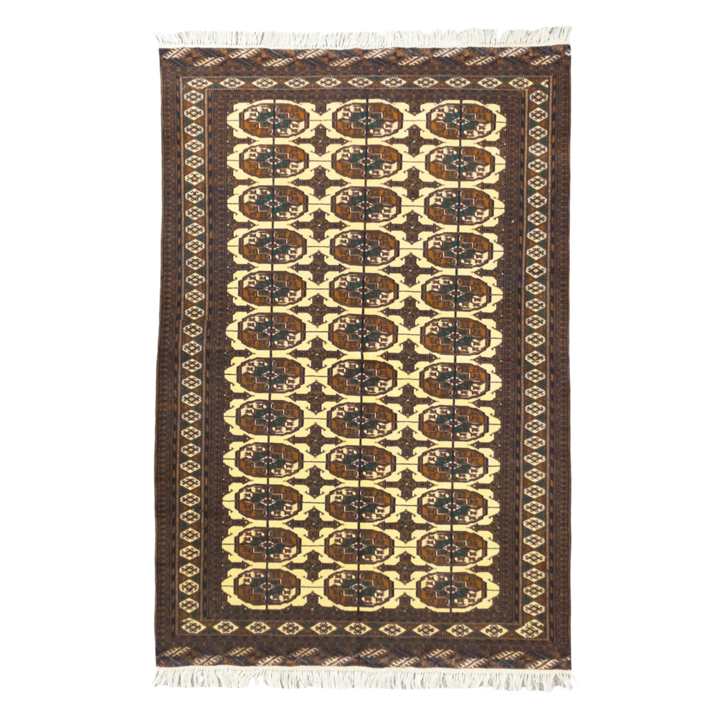 183 x 120 cm Hand-Knotted Brown Afghan Bokhara Jamshidi – Wool Rug
