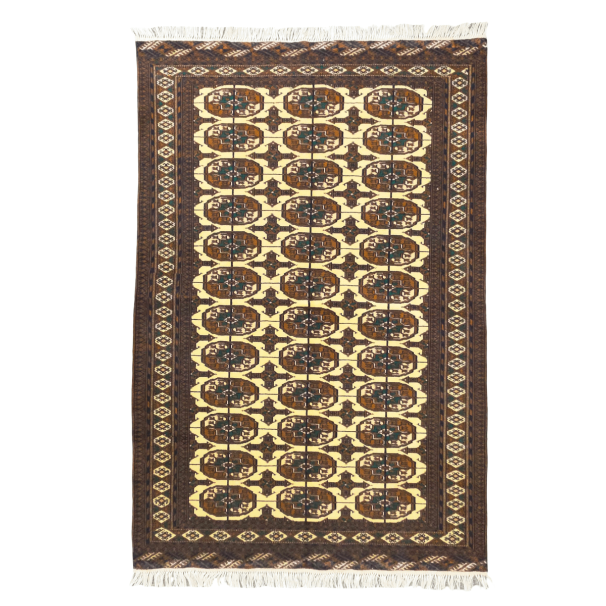 183 x 120 cm Hand-Knotted Brown Afghan Bokhara Jamshidi – Wool Rug