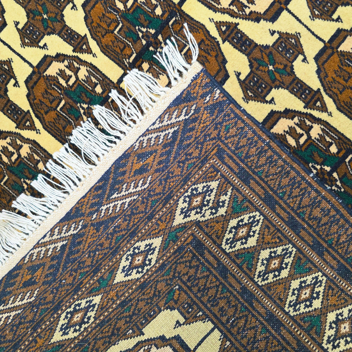 183 x 120 cm Hand-Knotted Brown Afghan Bokhara Jamshidi – Wool Rug