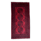 202 x 108 cm Hand-Woven Red Afghan Akche Runner Rug