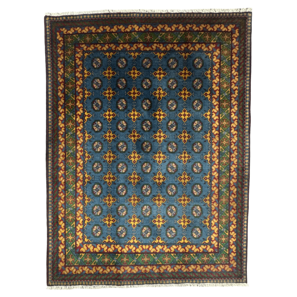 202 x 151 cm Hand-Knotted Afghan Akche Bokhara Rug