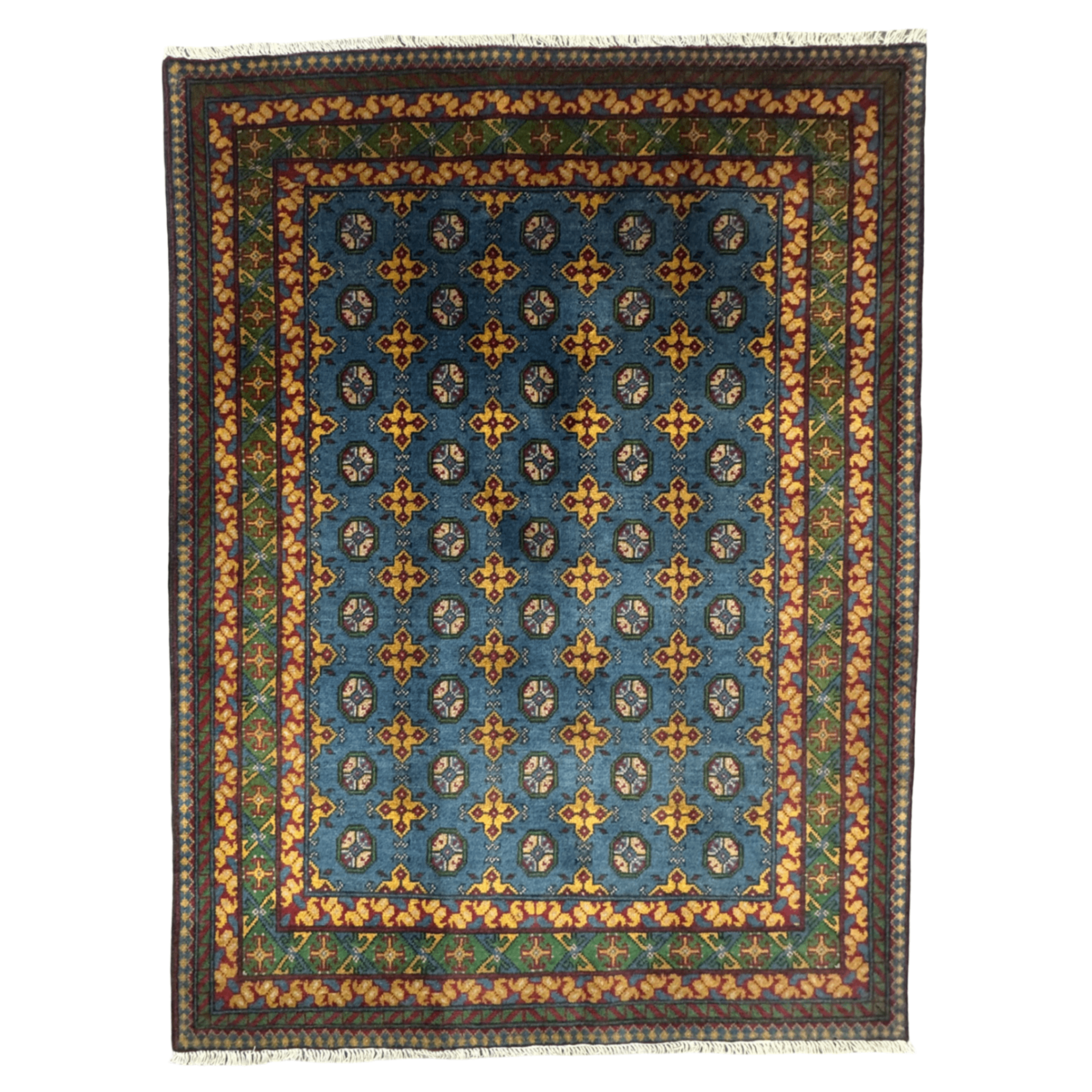 202 x 151 cm Hand-Knotted Afghan Akche Bokhara Rug