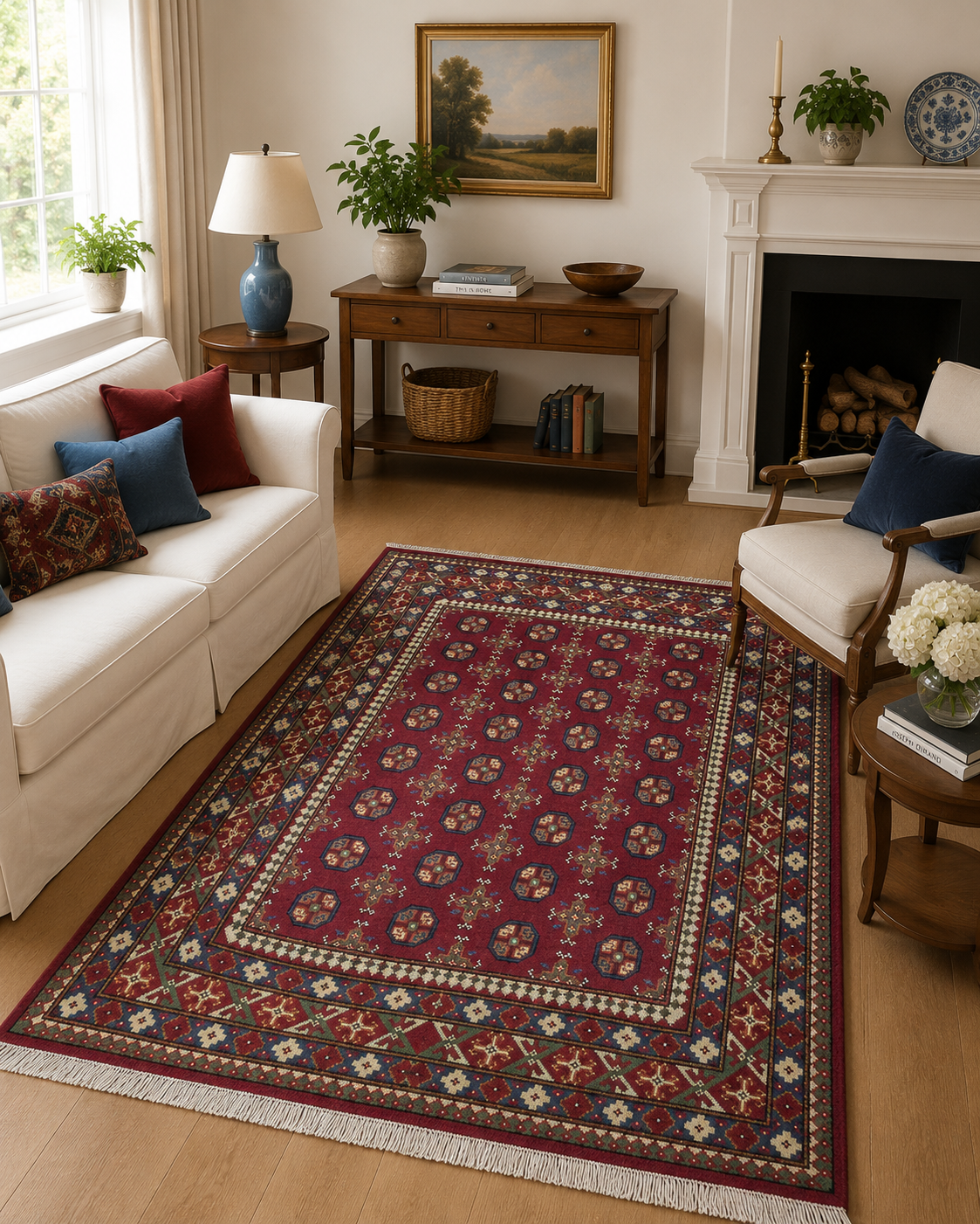 202 x 148 cm Hand-Woven Afghan Akche Rug