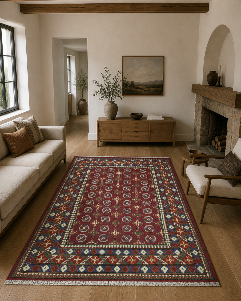 204 x 148 cm Hand-Woven Afghan Akche Rug