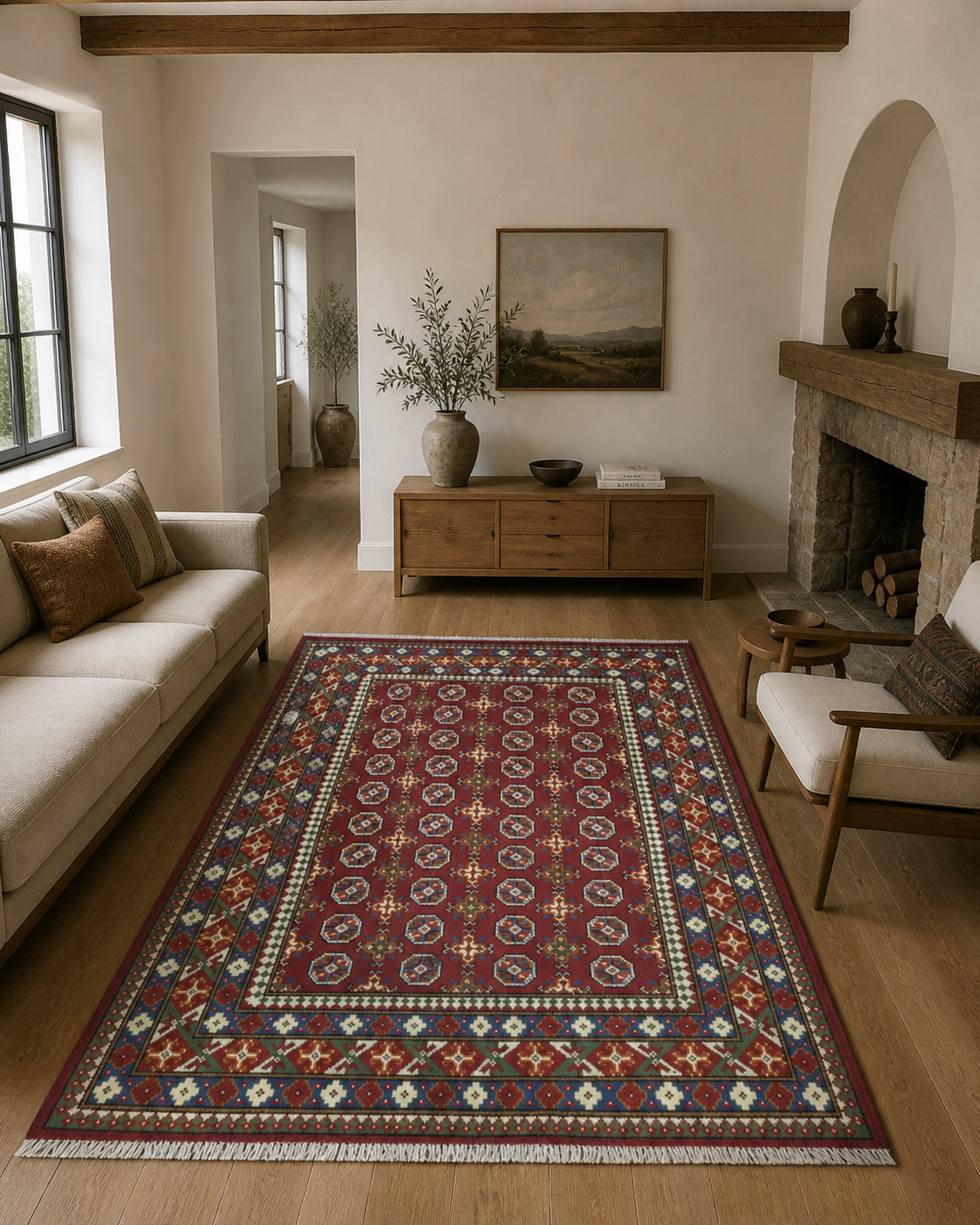 204 x 148 cm Hand-Woven Afghan Akche Rug