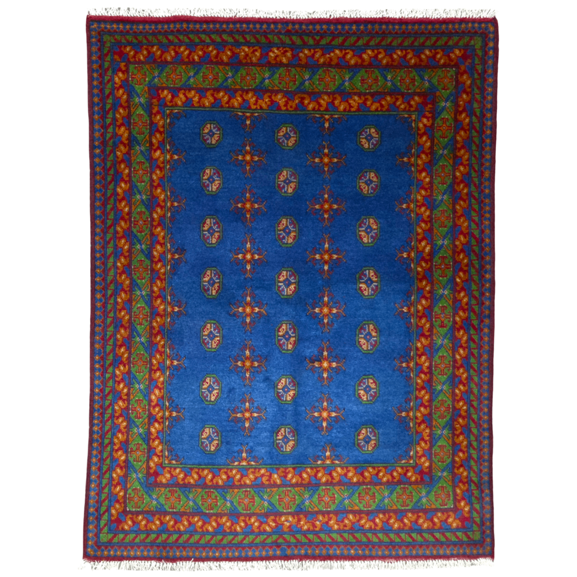 205 x 153 cm Hand-Woven Color Afghan Akche Wool Rug