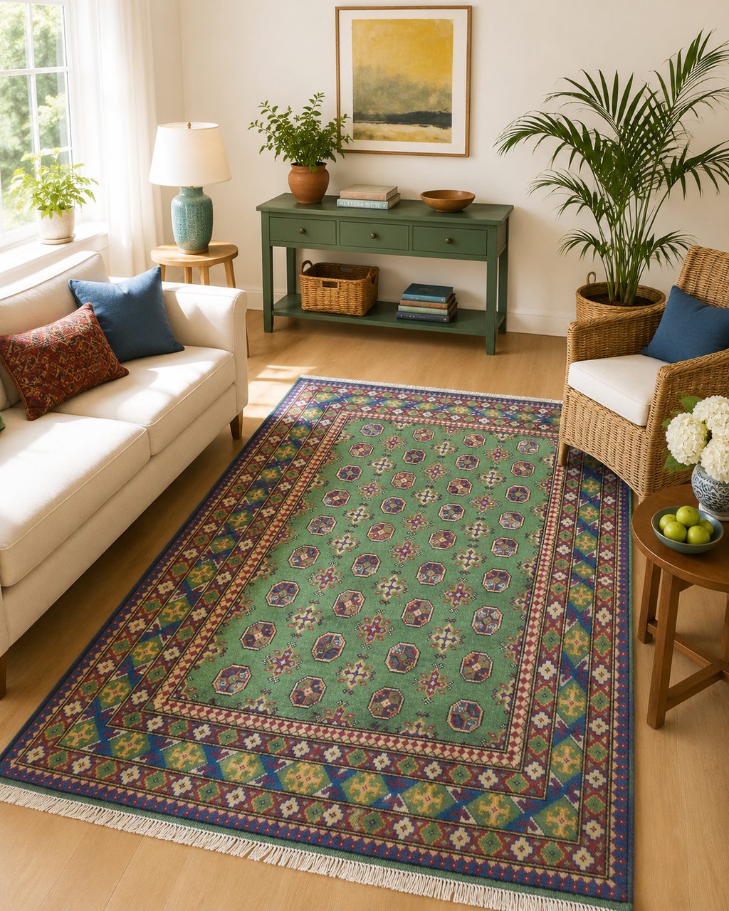 205 x 153 cm Hand-Woven Afghan Akche Rug