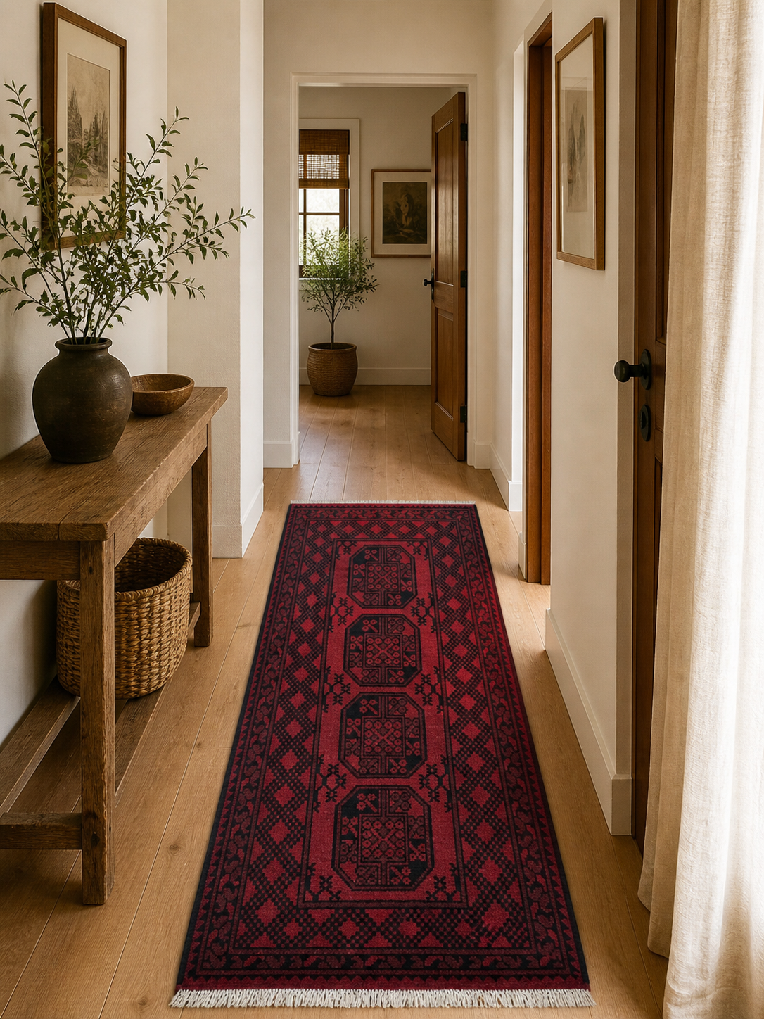 198 x 100 cm Hand-Knotted Afghan Akche Rug