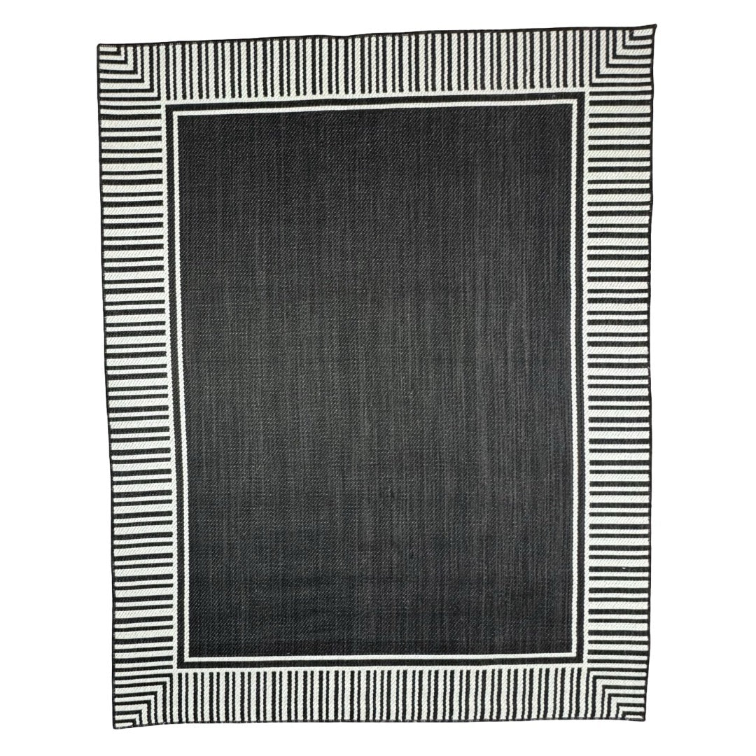 220 x 160 cm Black/Grey Reversible Indoor/Outdoor Rug