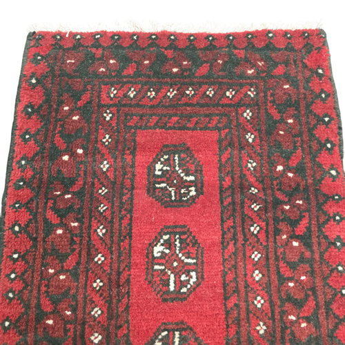 100 x 50 cm Hand-Knotted Red Bokhara Afghan Akche