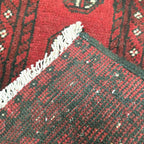 100 x 50 cm Hand-Knotted Red Bokhara Afghan Akche