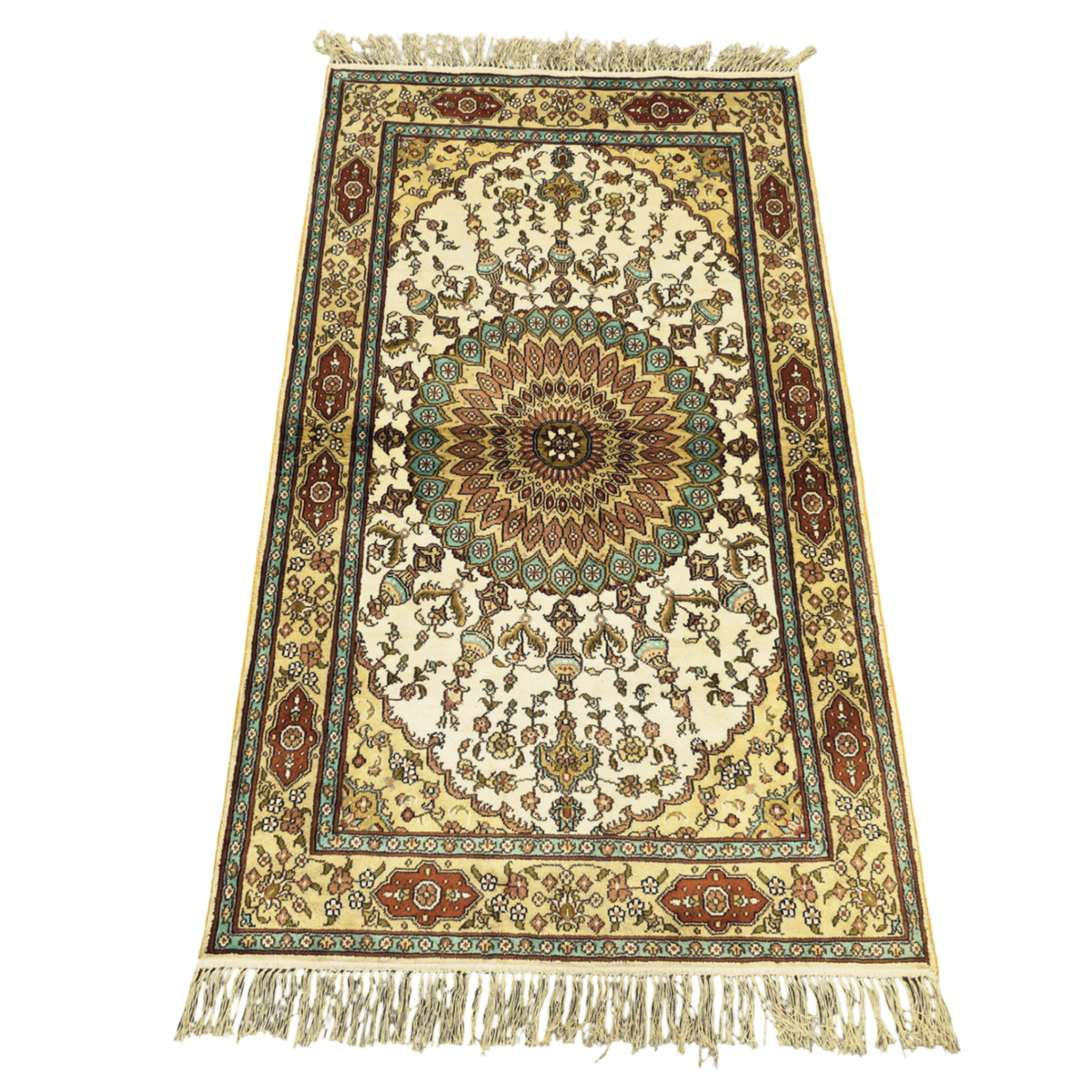 130 x 75 cm Hand Knotted Indian Silk Jaipur Oriental Rug