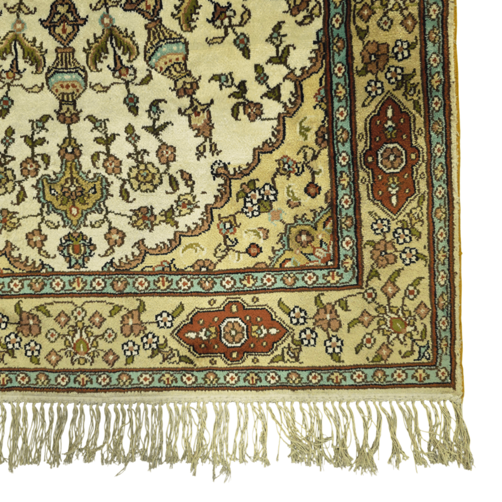 130 x 75 cm Hand Knotted Indian Silk Jaipur Oriental Rug