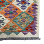 145 × 104 cm Hand-Woven Afghan Kilim Rug – Wool Flatweave