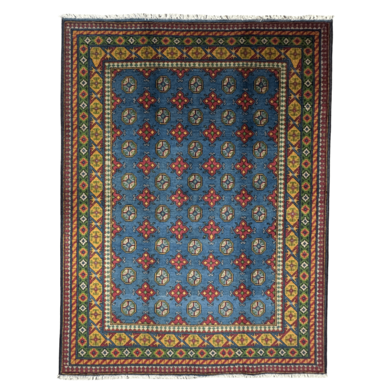 200 x 151 cm Hand-Knotted Color Afghan Akche – Wool Rug