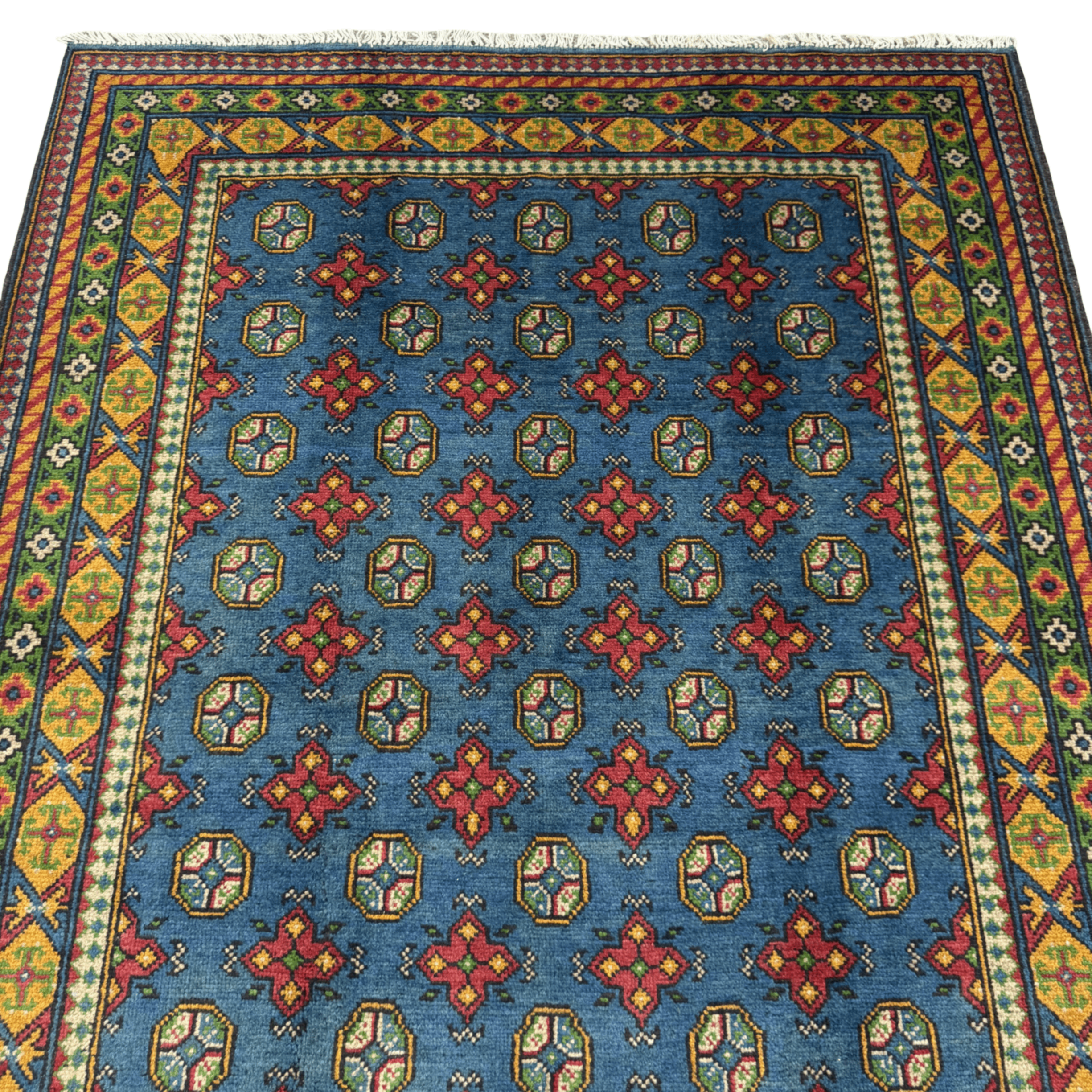 200 x 151 cm Hand-Knotted Color Afghan Akche – Wool Rug