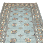 203 x 143 cm Hand Knotted Light Blue Karachi Bokhara – Wool Rug