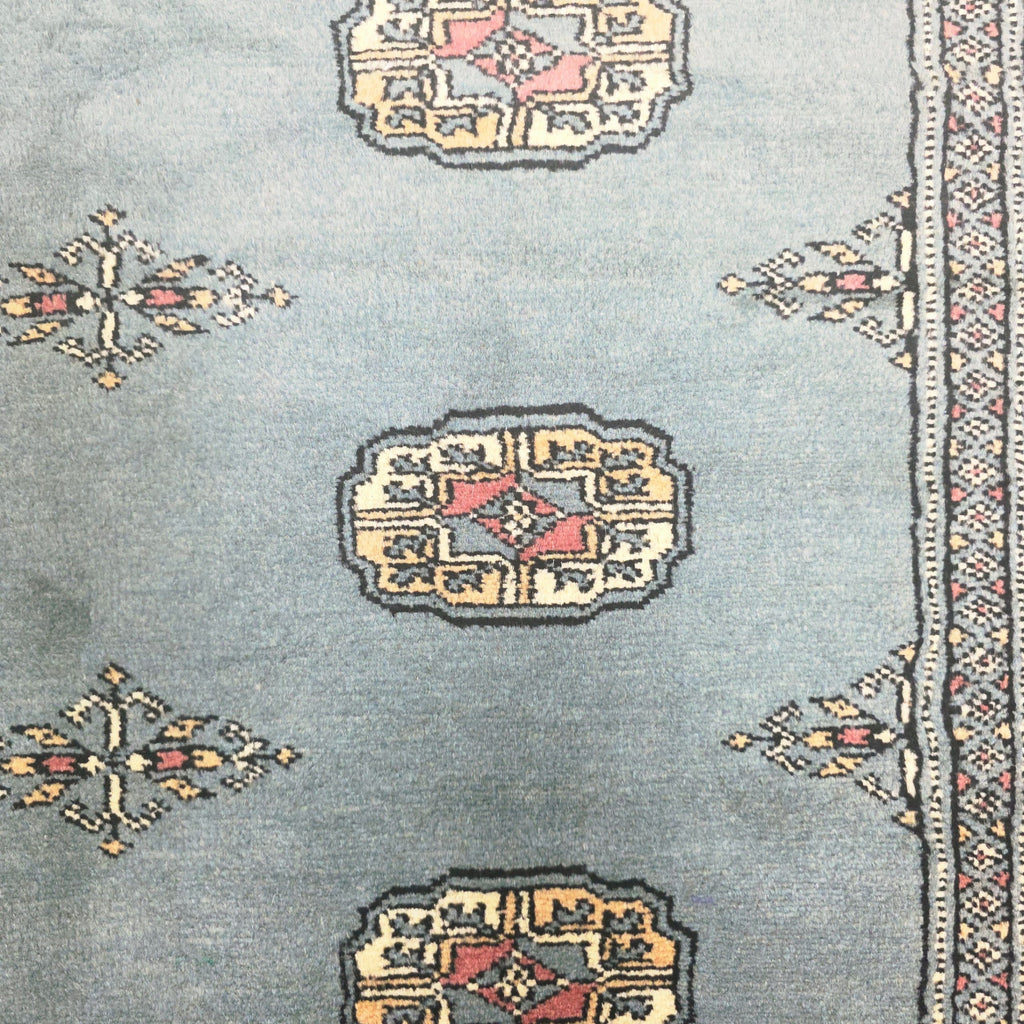 203 x 143 cm Hand Knotted Light Blue Karachi Bokhara – Wool Rug