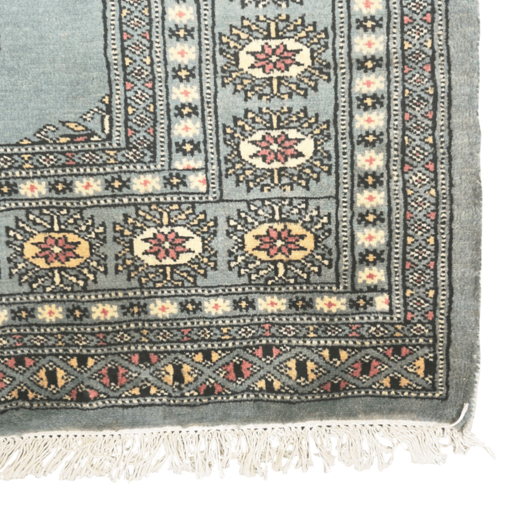 203 x 143 cm Hand Knotted Light Blue Karachi Bokhara – Wool Rug