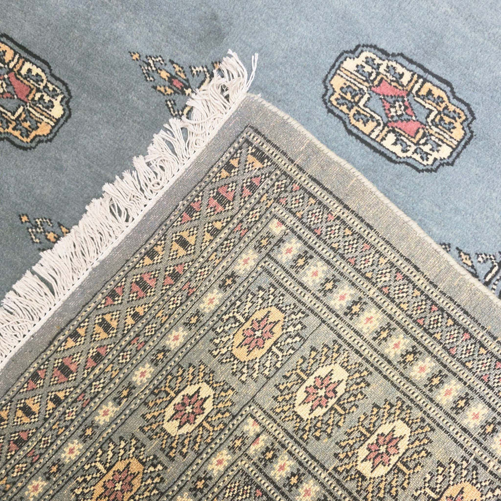 203 x 143 cm Hand Knotted Light Blue Karachi Bokhara – Wool Rug