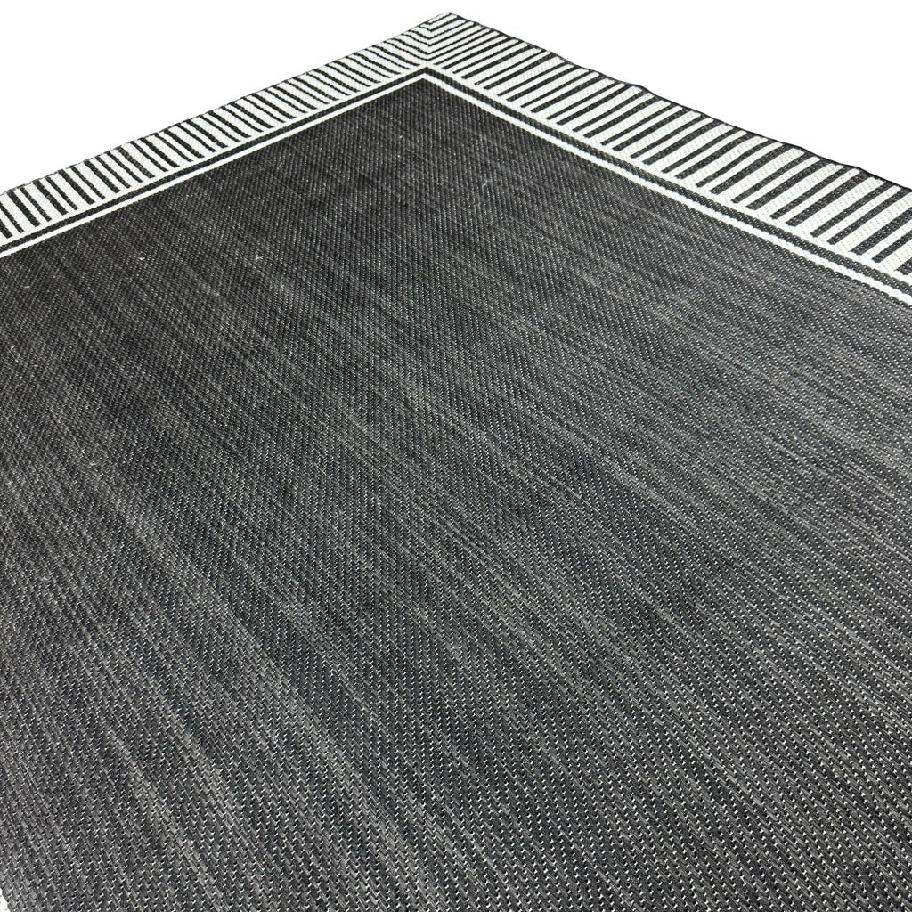 220 x 160 cm Black/Grey Reversible Indoor/Outdoor Rug