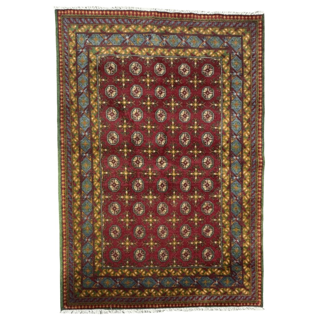 216 x 147 cm Hand-Knotted Afghan Akche Bokhara Rug