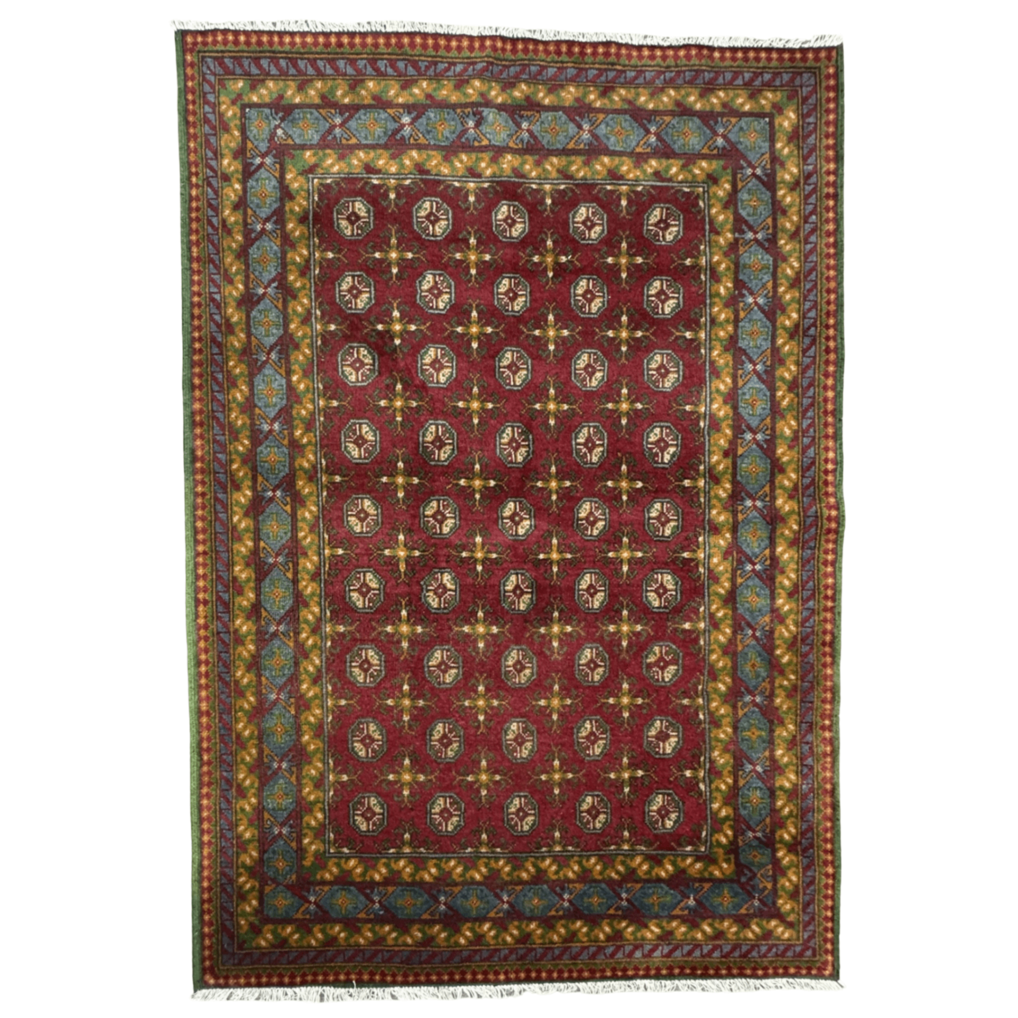 216 x 147 cm Hand-Knotted Afghan Akche Bokhara Rug