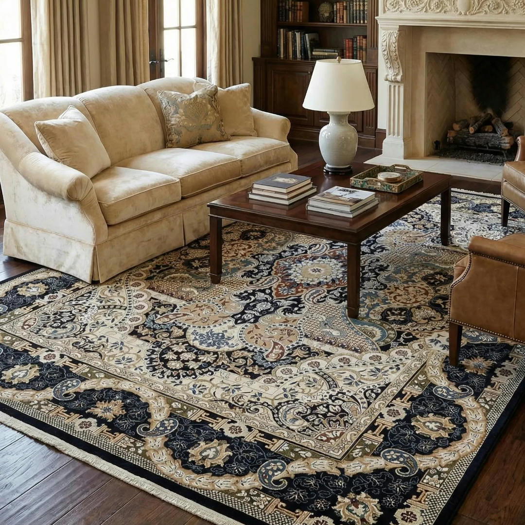 400 x 305 cm Turkish Machine Made Persian Nain Design – Navy Rug