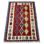 149 × 104 cm Hand-Woven Afghan Kilim Rug – Wool Flatweave