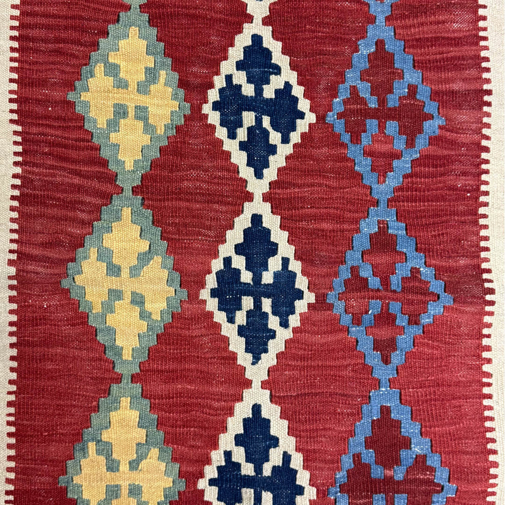 149 × 104 cm Hand-Woven Afghan Kilim Rug – Wool Flatweave