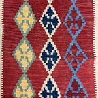 149 × 104 cm Hand-Woven Afghan Kilim Rug – Wool Flatweave