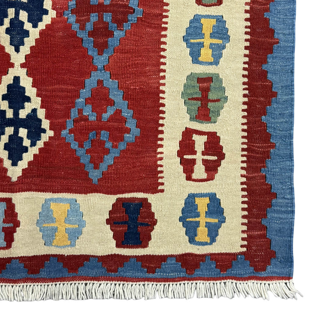 149 × 104 cm Hand-Woven Afghan Kilim Rug – Wool Flatweave