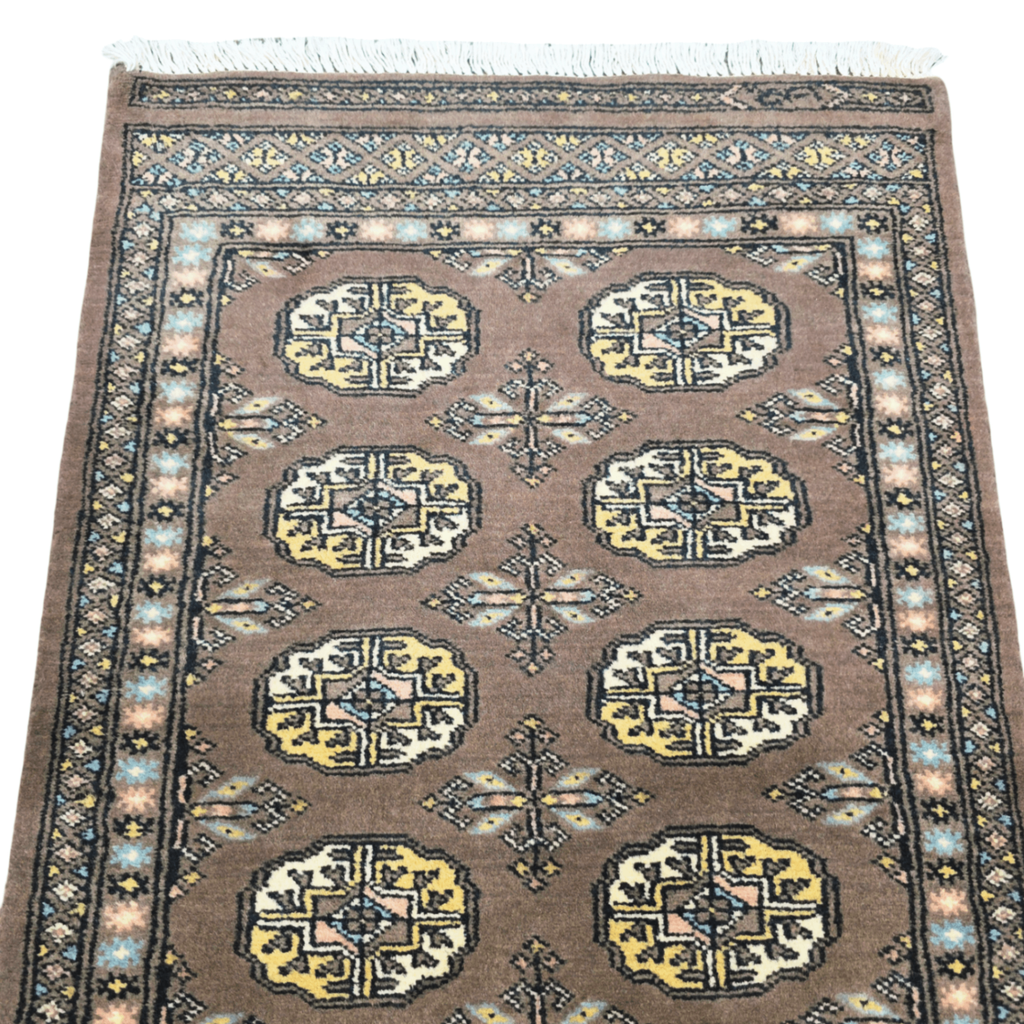 184 x 63 cm Hand Knotted Brown Karachi Bokhara – Runner Rug