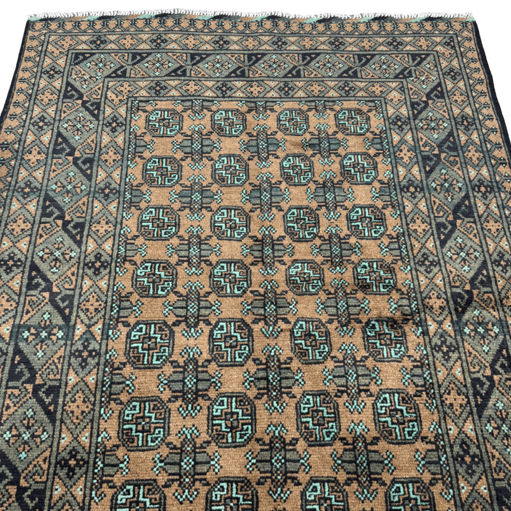 194 x 149 cm Hand-Knotted Afghan Bokhara Akche Rug