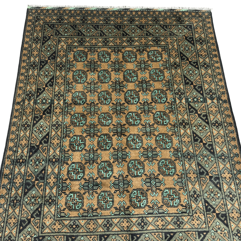 194 x 149 cm Hand-Knotted Afghan Bokhara Akche Rug