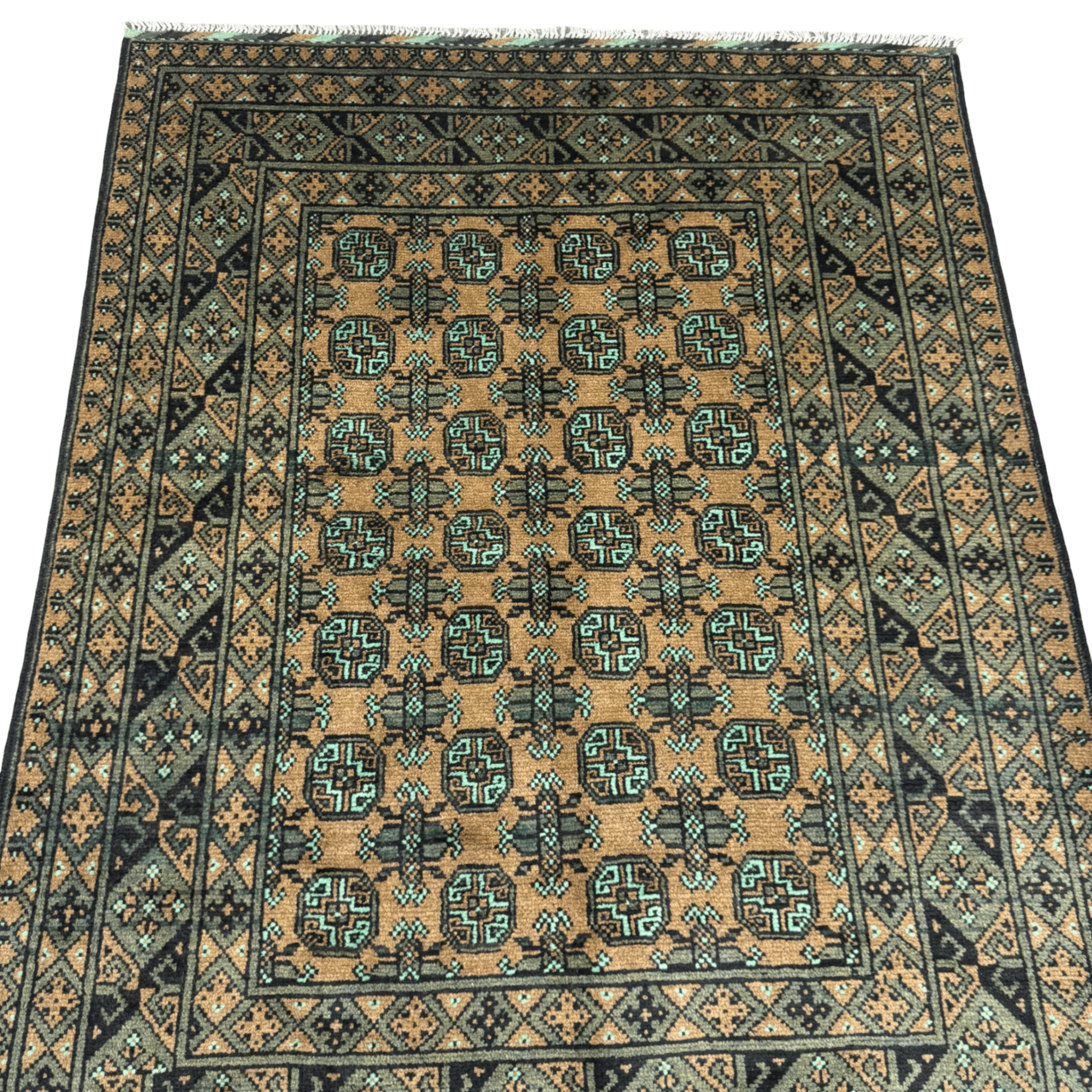 194 x 149 cm Hand-Knotted Afghan Bokhara Akche Rug