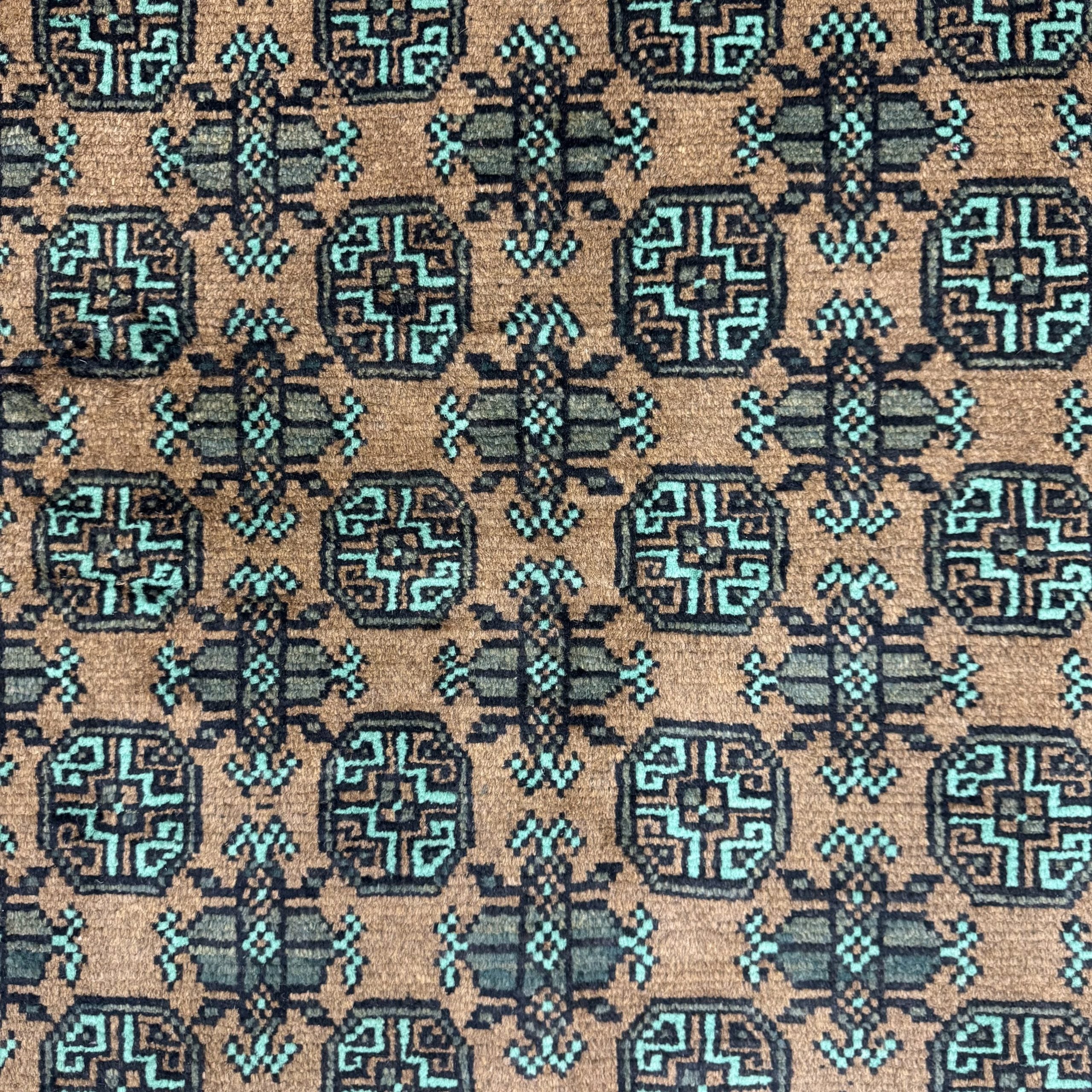 194 x 149 cm Hand-Knotted Afghan Bokhara Akche Rug