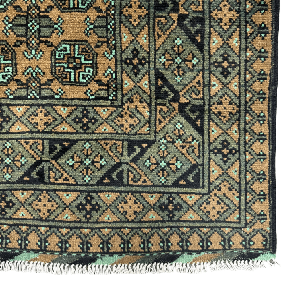 194 x 149 cm Hand-Knotted Afghan Bokhara Akche Rug