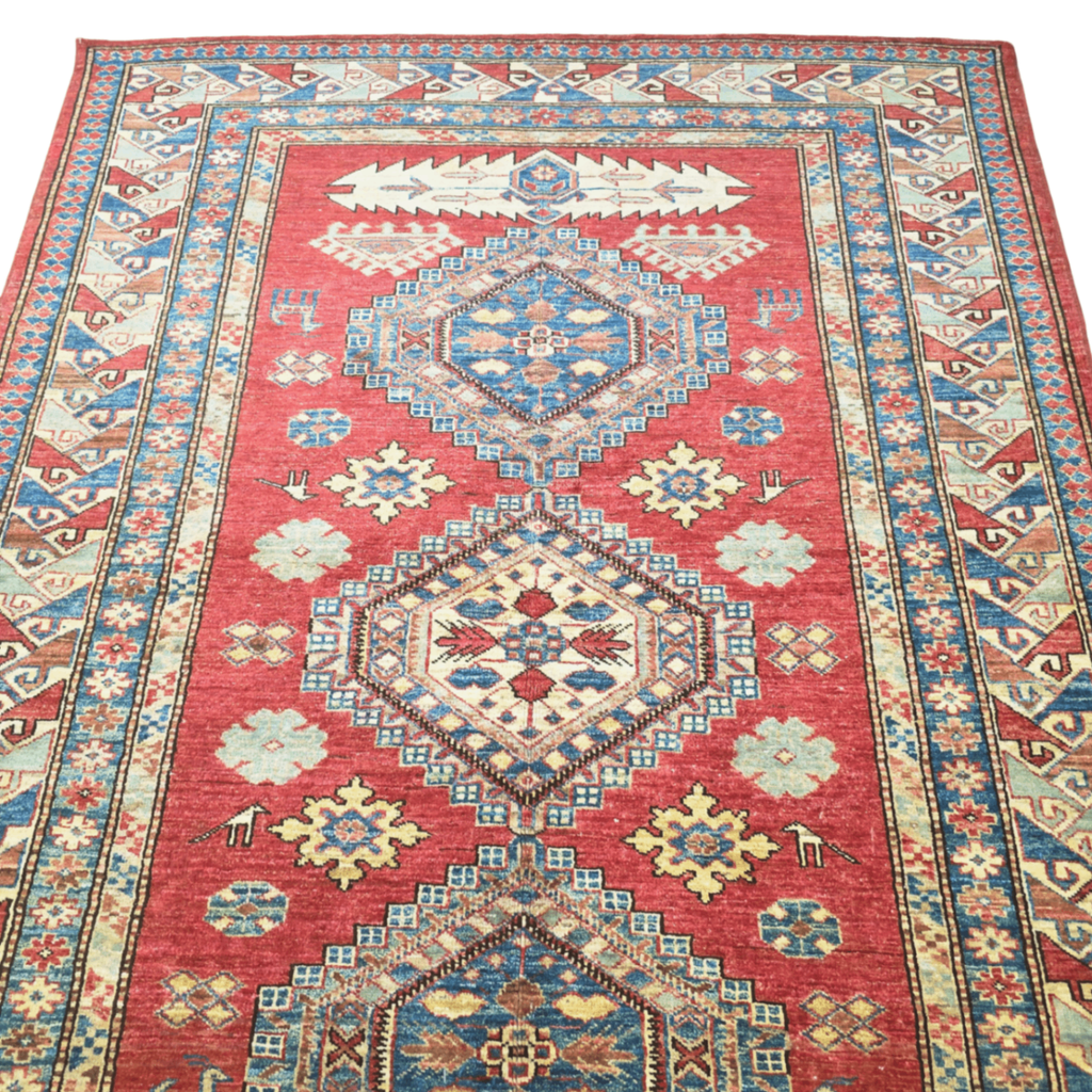 207 x 145 cm Hand Knotted Afghan Kazak – Wool Rug